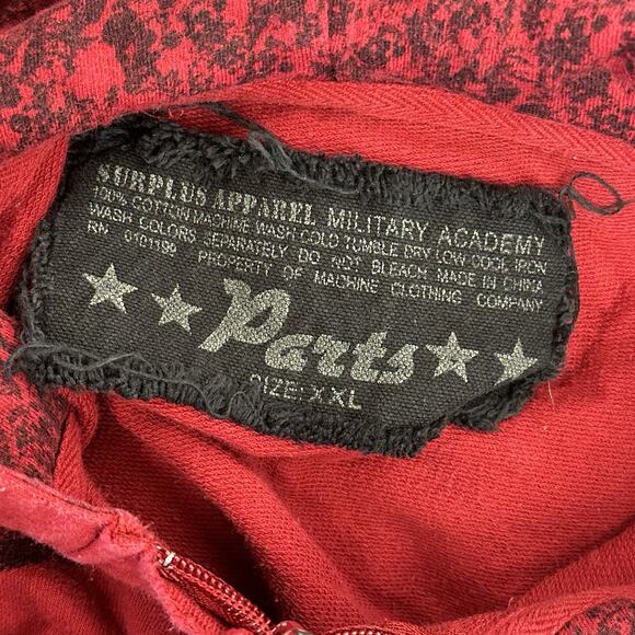 Parts Surplus Red Zip Hoodie XL Crows Crosses Graphic Goth Grunge Y2K - Picture 6 of 7